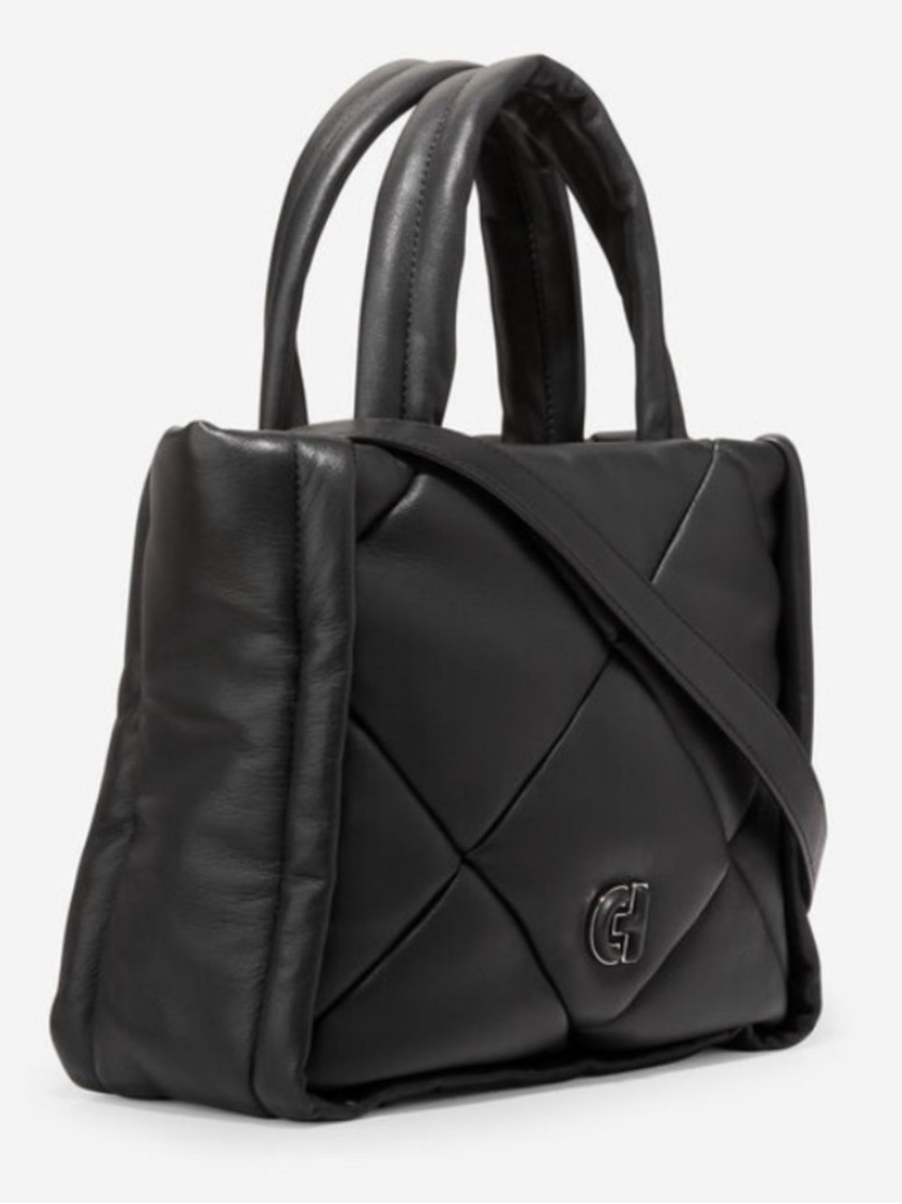 Cole Haan Grand Series Black Quilted Tote Handbag EUC